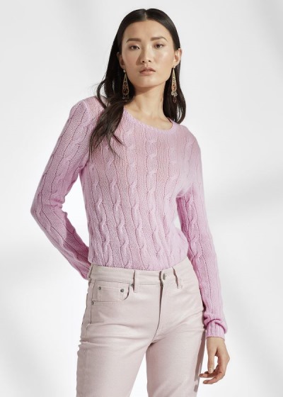 Ralph Lauren Cable-Knit Cashmere Striktrøje Dame Danmark (UBMJN8916)